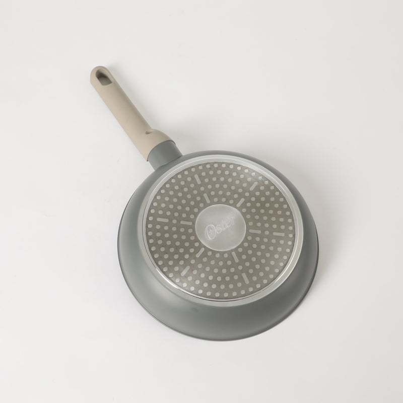 Oster Ambrose Forged 8" Aluminum Frying Pan - Taupe - Nonstick - Induction Base - Soft Touch Handle - Color Sleeve