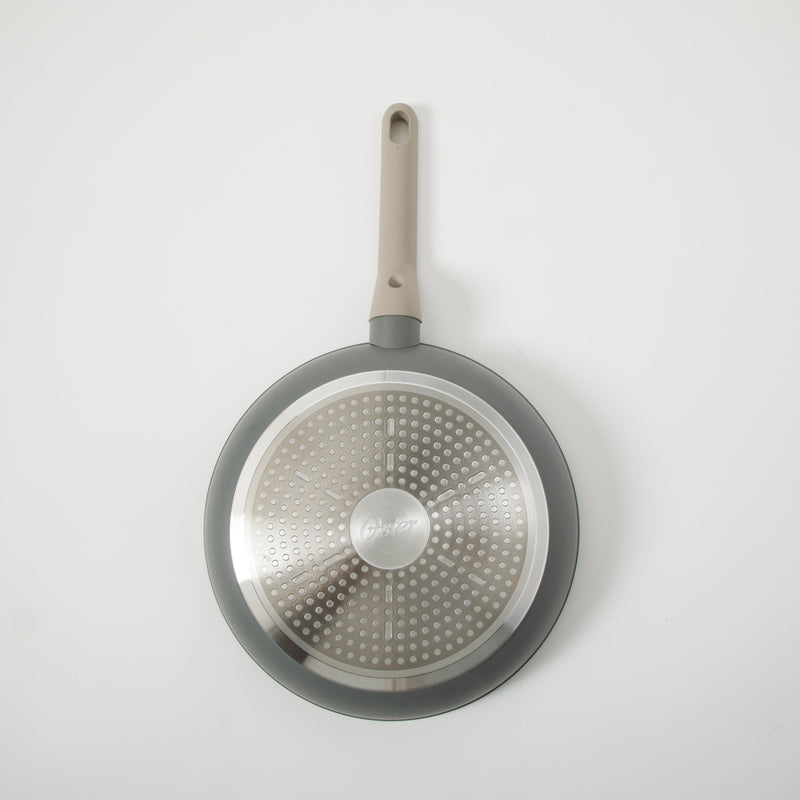 Oster Ambrose Forged 10" Aluminum Frying Pan - Taupe - Nonstick - Induction Base - Soft Touch Handle - Color Sleeve