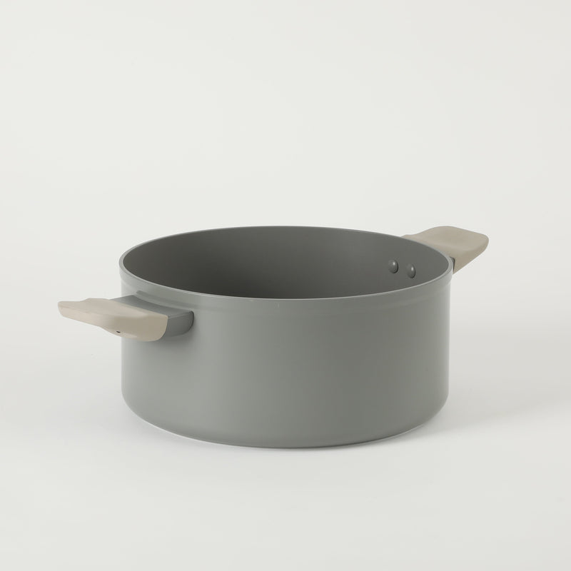 Oster Ambrose 5qt Forged Aluminum Dutch Oven w/ Silicone Rim Glass Lid - Taupe - Nonstick Interior - Induction Base - Soft Touch Handle - Color Sleeve
