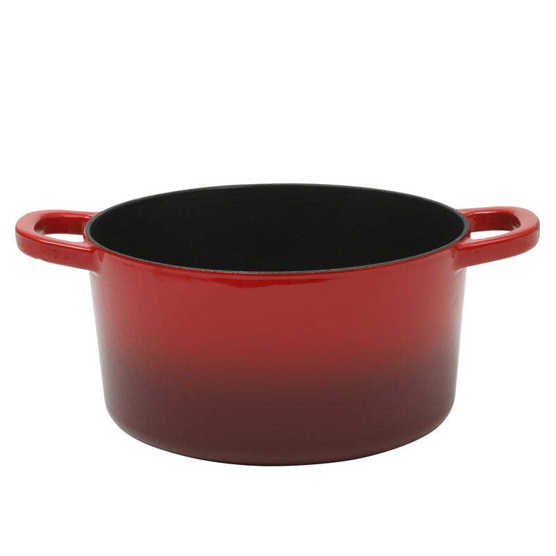 Crock-Pot Artisan Studio 7qt Enamel Cast Iron Dutch Oven w/ Borosilicate Lid & Red Coated Knob - Gradient Red - Round - Gift Box w/ Remailer