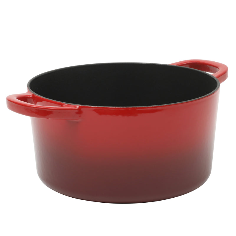 Crock-Pot Artisan Studio 7qt Enamel Cast Iron Dutch Oven w/ Borosilicate Lid & Red Coated Knob - Gradient Red - Round - Gift Box w/ Remailer