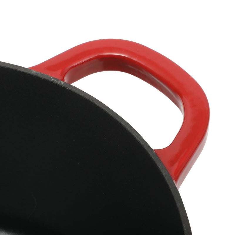 Crock-Pot Artisan Studio 7qt Enamel Cast Iron Dutch Oven w/ Borosilicate Lid & Red Coated Knob - Gradient Red - Round - Gift Box w/ Remailer