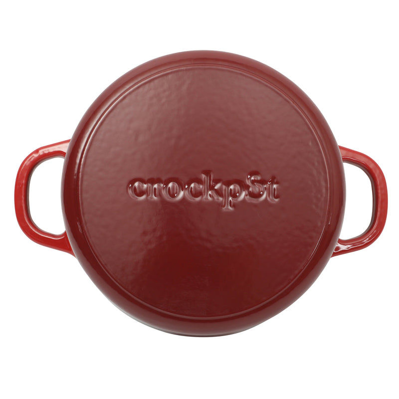Crock-Pot Artisan Studio 7qt Enamel Cast Iron Dutch Oven w/ Borosilicate Lid & Red Coated Knob - Gradient Red - Round - Gift Box w/ Remailer