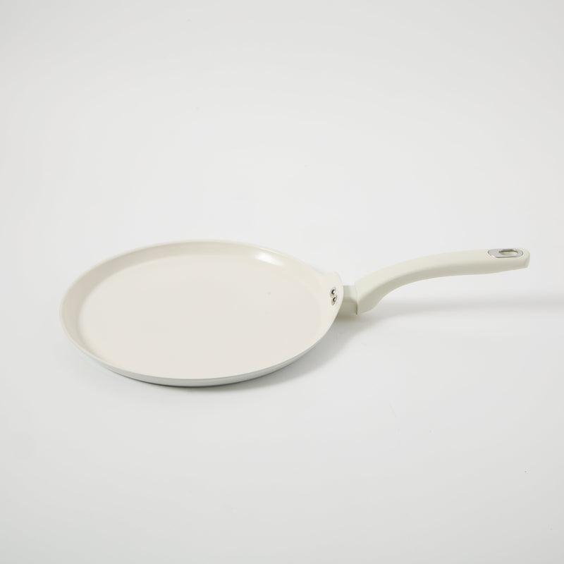 Martha Stewart Everyday Rexford 11" Forged Aluminum Pancake Pan - Ceramic Nonstick Interior - Induction Base - Soft Touch Handle - Color Label: Linen
