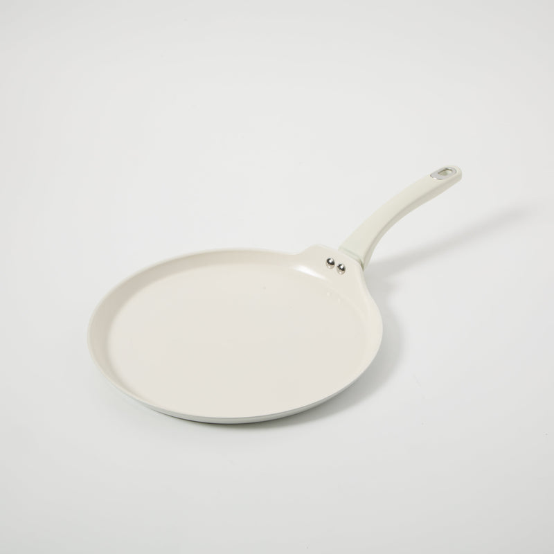 Martha Stewart Everyday Rexford 11" Forged Aluminum Pancake Pan - Ceramic Nonstick Interior - Induction Base - Soft Touch Handle - Color Label: Linen
