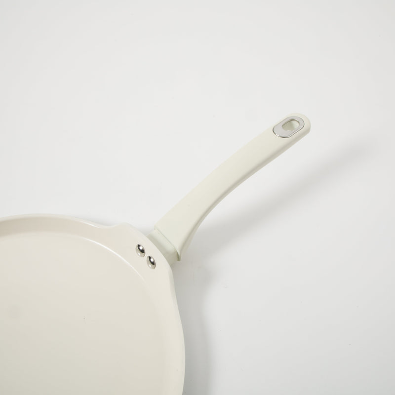 Martha Stewart Everyday Rexford 11" Forged Aluminum Pancake Pan - Ceramic Nonstick Interior - Induction Base - Soft Touch Handle - Color Label: Linen