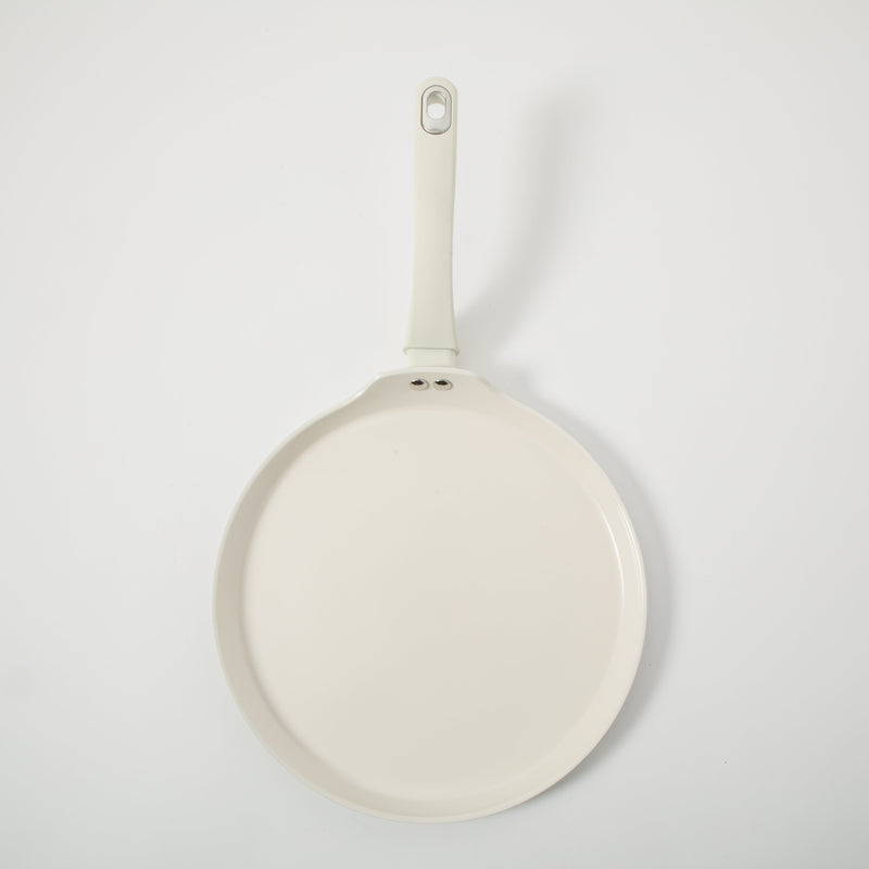 Martha Stewart Everyday Rexford 11" Forged Aluminum Pancake Pan - Ceramic Nonstick Interior - Induction Base - Soft Touch Handle - Color Label: Linen