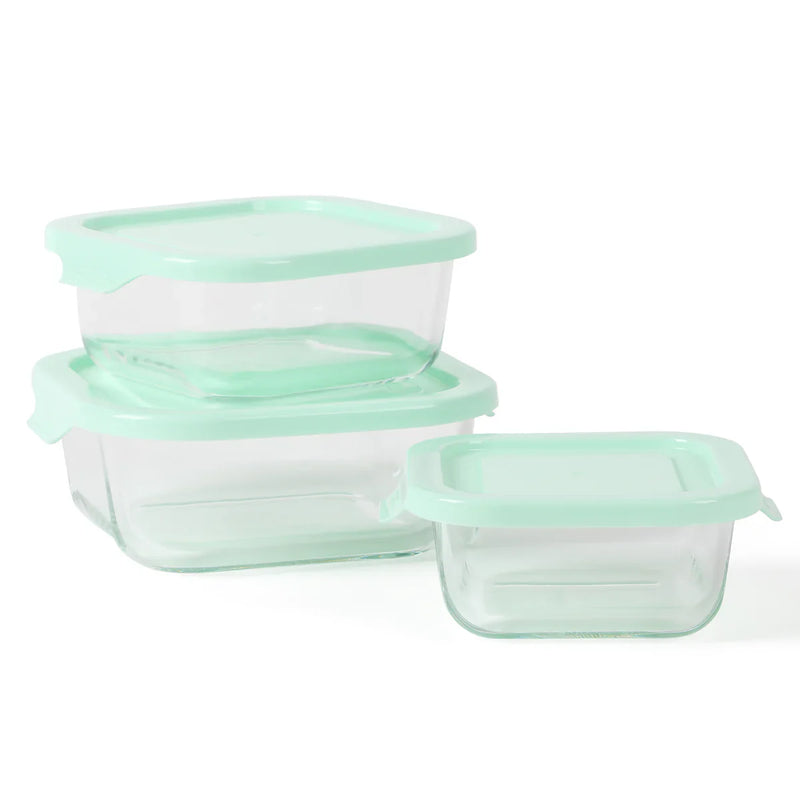 Martha Stewart Hadsell 6pc Borosilicate Glass Storage Container Set w/ PP Pop Lids - Martha Blue / Clear - Gift Box
