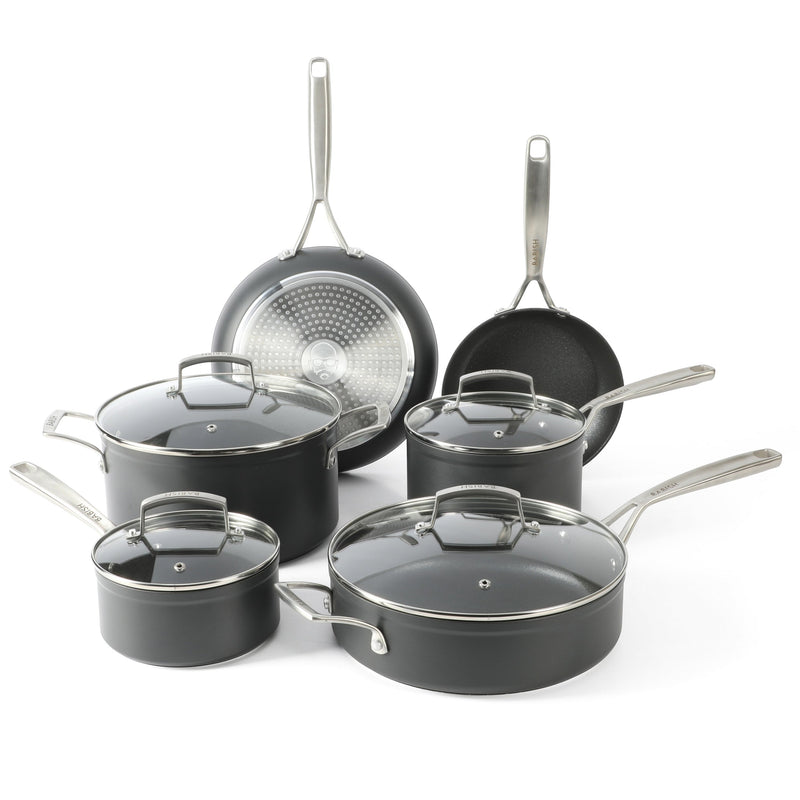 Babish 10pc Hard Anodized Aluminum Cookware Set - Nonstick Interior - Gift Box w/ Remailer