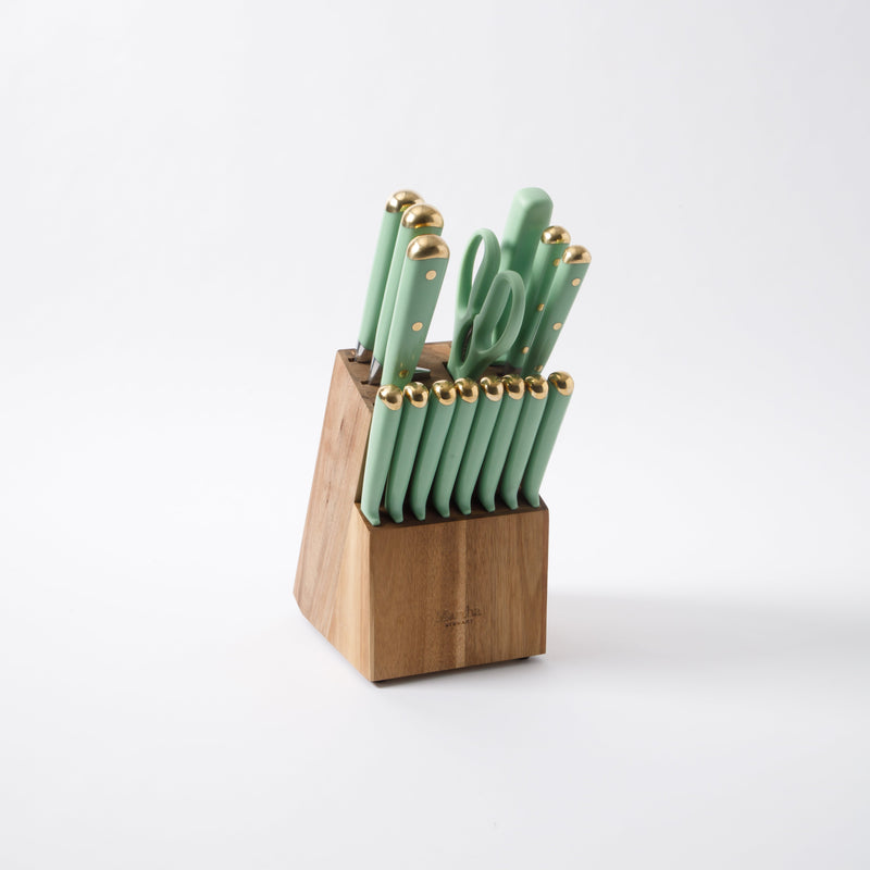 Martha Stewart Lockton 16pc Stainless Steel Cutlery Set w/ Acacia Wood Block - ABS Forged Handle - Gift Box w/ Remailer
