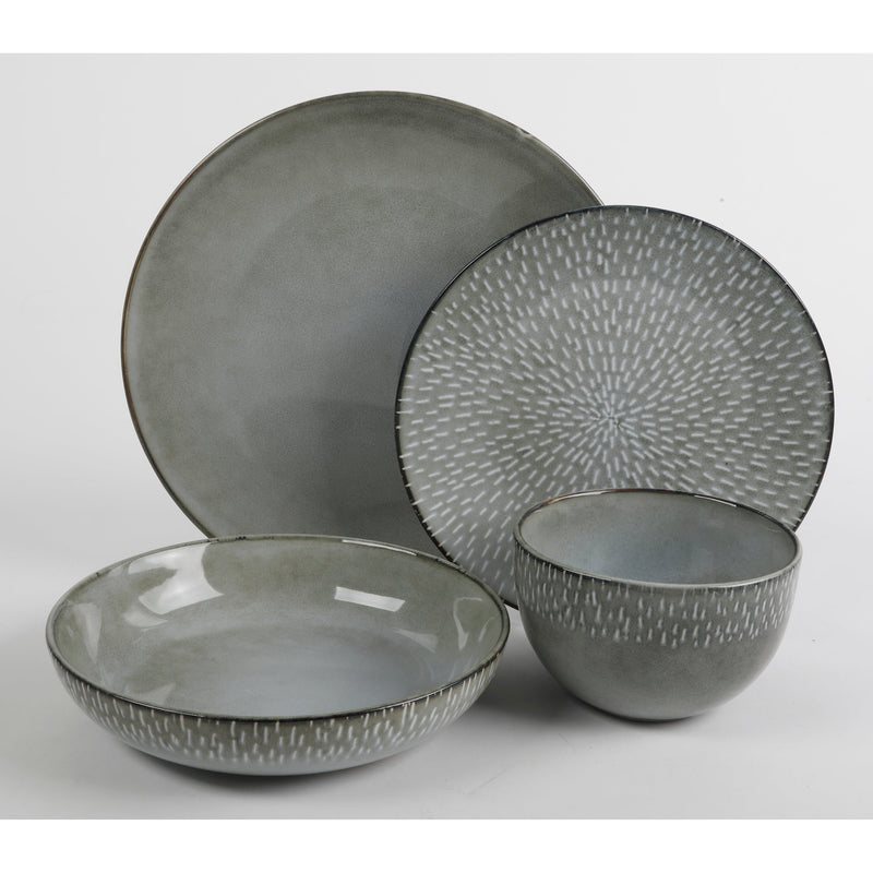 Gibson Elite Matisse 16pc Double Bowl Dinnerware Set - Reactive - Stoneware - Gift Box