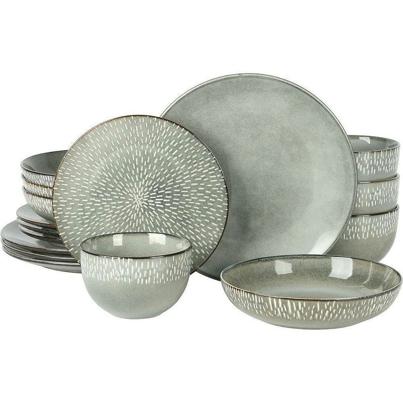 Gibson Elite Matisse 16pc Double Bowl Dinnerware Set - Reactive - Stoneware - Gift Box