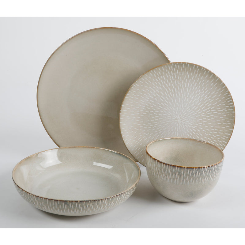 Gibson Elite Matisse 16pc Double Bowl Dinnerware Set - Reactive - Stoneware - Gift Box