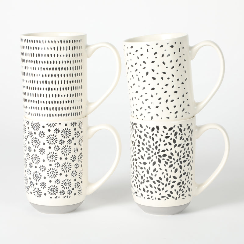 Mr. Coffee Dutton Springs 19oz Mug - 4 Assorted Designs - Wax Relief - White - Stoneware - U-Label