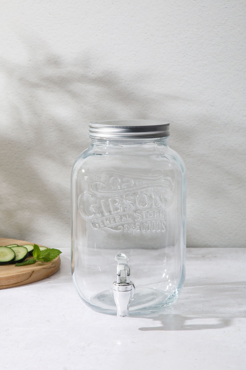 Gibson Home General Store 1.1 Gallon Mason Beverage Dispenser - Square - Clear - Gift Box
