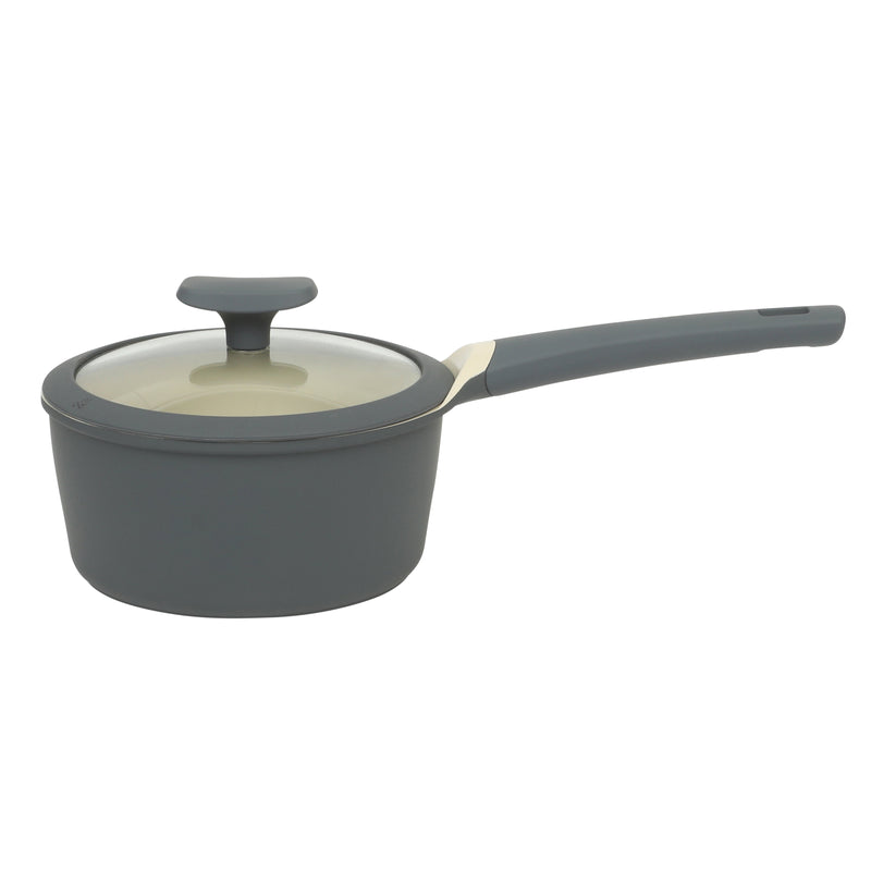 Oster Rooney 12pc Cast Aluminum Cookware Set - Linen Ceramic Interior - Induction - Soft Touch Handle - Gift Box