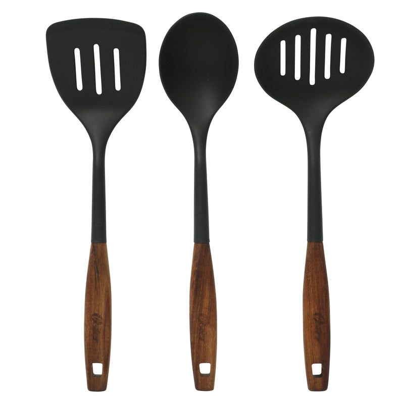 Oster Oxburg 14pc Aluminum Cookware Combo Set - Matte Black - Nonstick Interior - Induction Base - Black 2 Tone Soft Touch Wooden Handle - Gift Box w/ Remailer