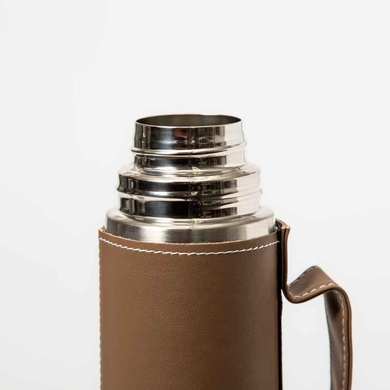 Mr. Coffee Leatherette 23oz Stainless Steel Double Wall Thermal Bottle w/ Lid & PU Handle - Black - Open Stock