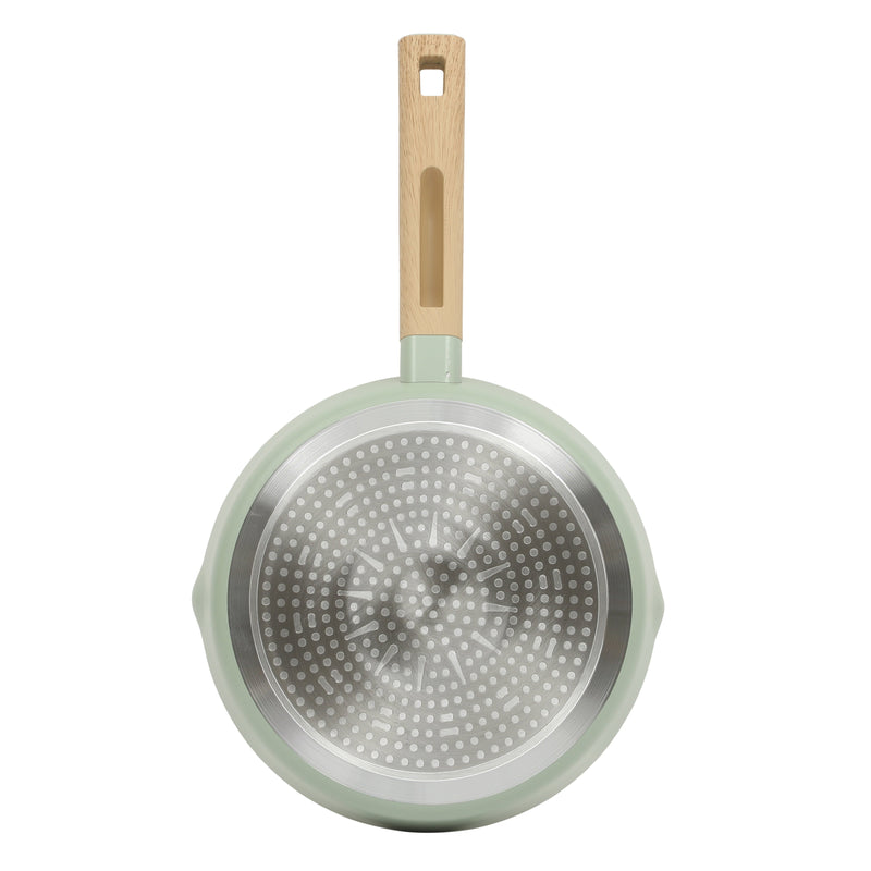 Gibson Home Marbleton 9.5" Aluminum Frying Pan - Ceramic Speckle Int - Wood Look Handle - O/S - Color Sleeve