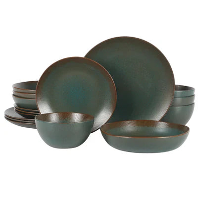 Bloomhouse Palermo Sun 16pc Dinnerware Set - Reactive Glaze - Stoneware - Gift Box w/ Remailer: Agrave / Cardamom / Paprika