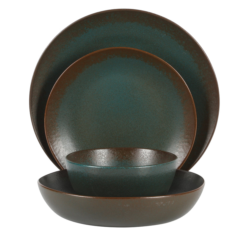 Bloomhouse Palermo Sun 16pc Dinnerware Set - Reactive Glaze - Stoneware - Gift Box w/ Remailer: Agrave / Cardamom / Paprika