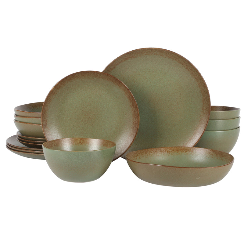 Bloomhouse Palermo Sun 16pc Dinnerware Set - Reactive Glaze - Stoneware - Gift Box w/ Remailer: Agrave / Cardamom / Paprika