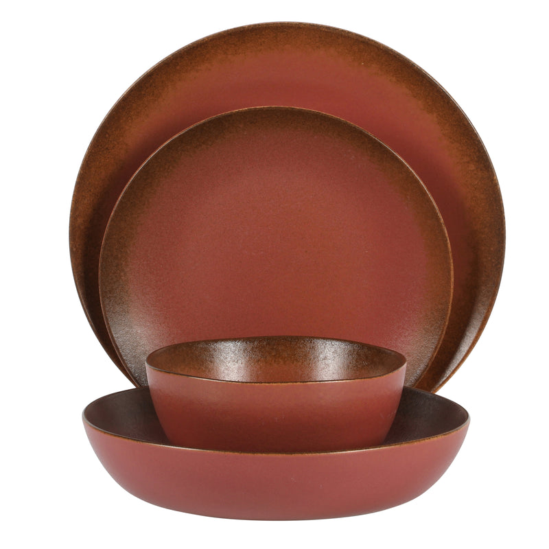 Bloomhouse Palermo Sun 16pc Dinnerware Set - Reactive Glaze - Stoneware - Gift Box w/ Remailer: Agrave / Cardamom / Paprika