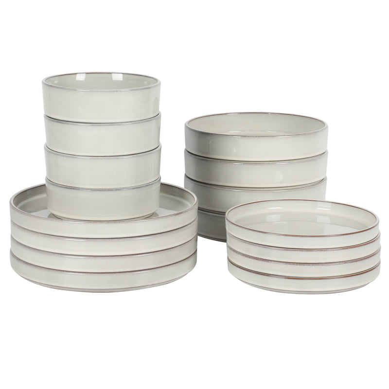 Bloomhouse Santorini Mist 16pc Terracotta Double Bowl Dinnerware Set - Reactive Glaze - Gift - MoonstoneBox w/ Remailer - Moonstone