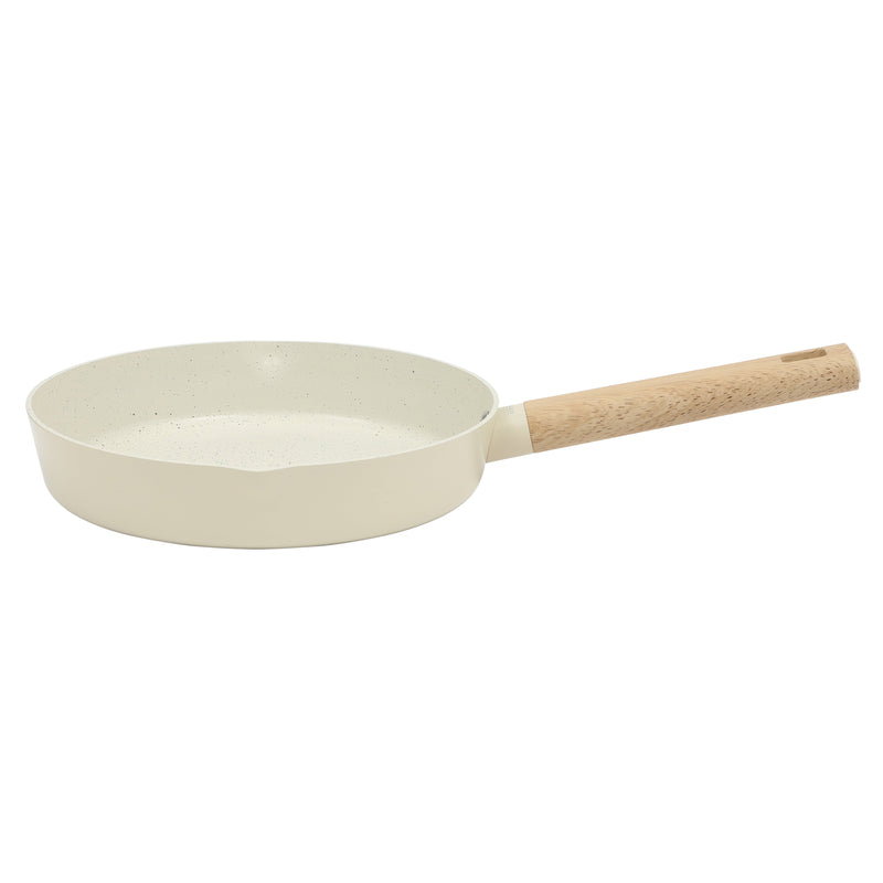Gibson Home Marbleton 9.5" Aluminum Frying Pan - Ceramic Speckle Int - Wood Look Handle - O/S - Color Sleeve
