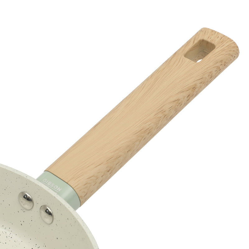 Gibson Home Marbleton 9.5" Aluminum Frying Pan - Ceramic Speckle Int - Wood Look Handle - O/S - Color Sleeve