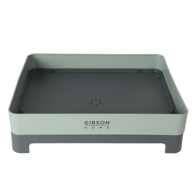 Gibson Home Stainless Steel - 16.3 in L (including the drip water 19.3in) Dish Rack - Galvanized Board w/ Powder Coat - Silk Logo Print - Color Sleeve w/ Remailer