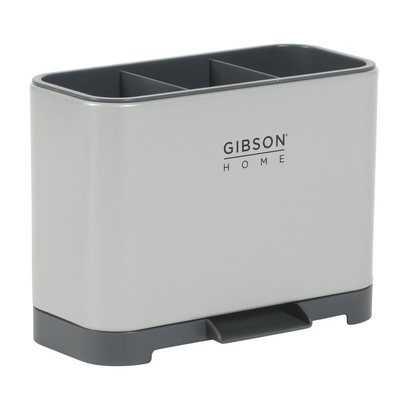 Gibson Home Ledgebrook - 7.04 IN L X 3.74 IN W X 5.3 IN H Sink Caddy  - Metal Panel / PP Base / ABS Cover / Powder Coat Tray - Silk Logo Print - SS - Gift Box w/ Remailer