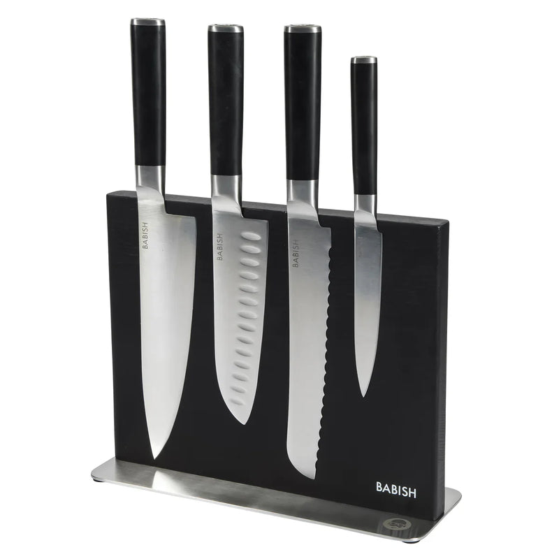 Babish 5pc German Steel Cutlery Set w/ Magnetic Block - Stainless Steel - Gift Box w/ Remailer