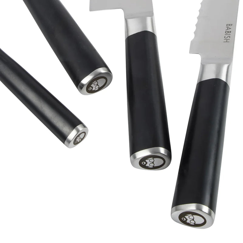 Babish 5pc German Steel Cutlery Set w/ Magnetic Block - Stainless Steel - Gift Box w/ Remailer