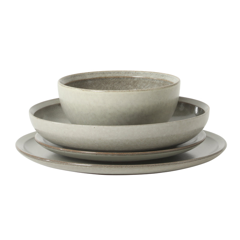 Gibson Elite Beckett 16 pc Reactive Glaze Stoneware Double Bowl Dinnerware Set - Factory Remailer