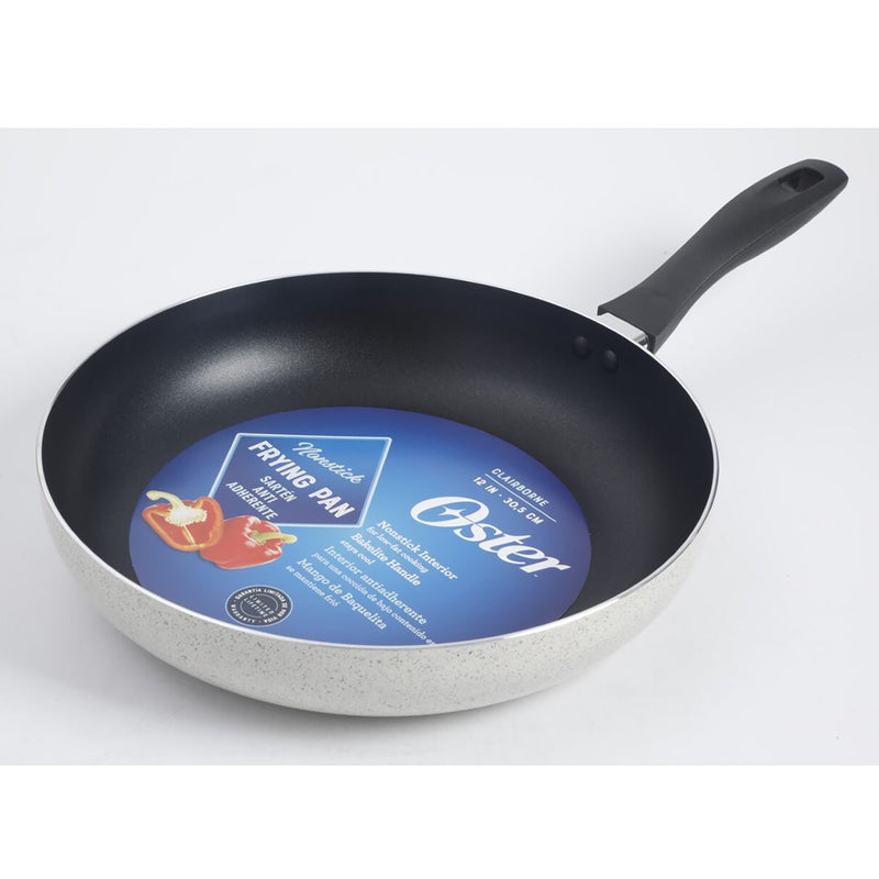 Oster Clairborne 12" Aluminum Frying Pan - Linen - Nonstick - Hammered Exterior - Bakelite Handle - Color Label