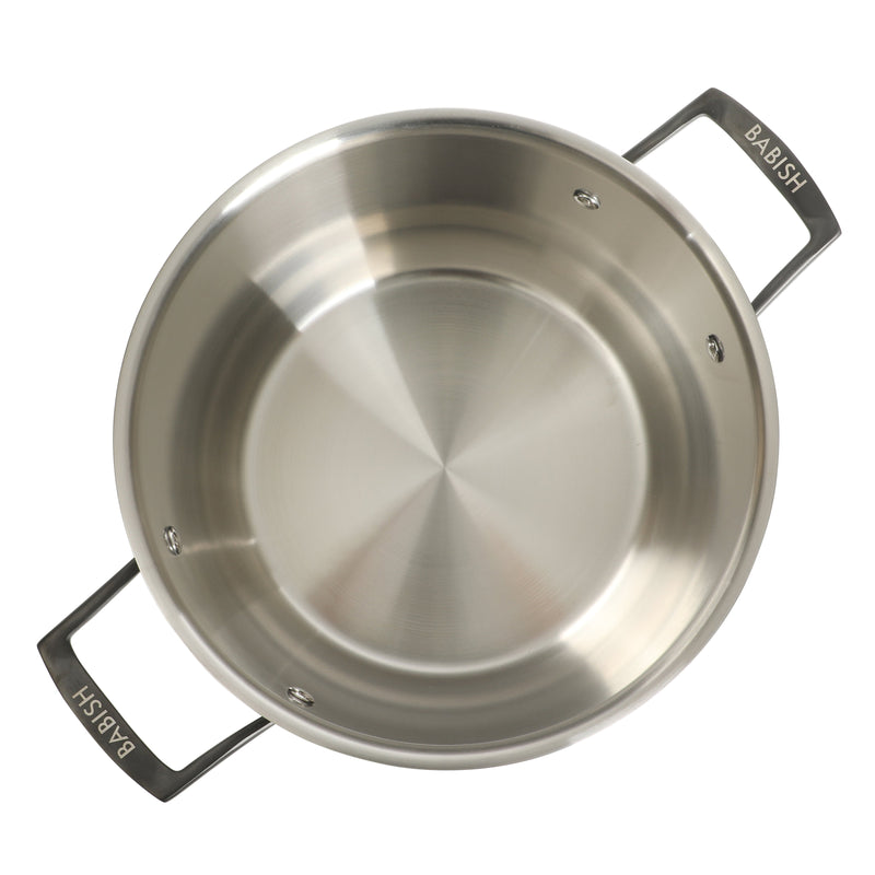 Babish 8qt Triply Stainless Steel Stockpot w/ Glass Lid & Black PVD Handle - Color Sleeve w/ Remailer