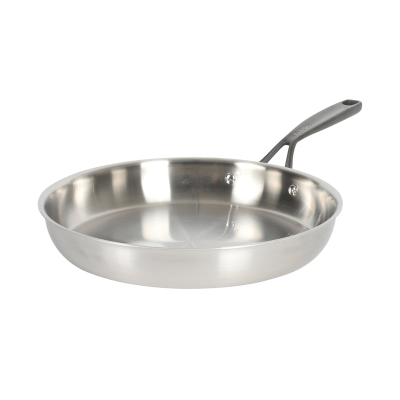 Babish 12" Triply Stainless Steel Frying Pan w/ Stainless Steel Lid & Black PVD Handle - Color Sleeve w/ Remailer