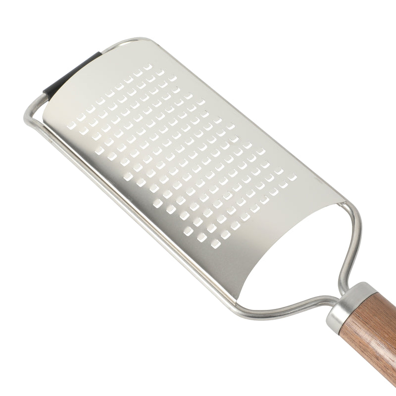Sur La Table Kitchen Essentials Stainless Steel Flat Grater - Etched Stainless Steel Blade - Black Walnut WoodHandle - Tie Card