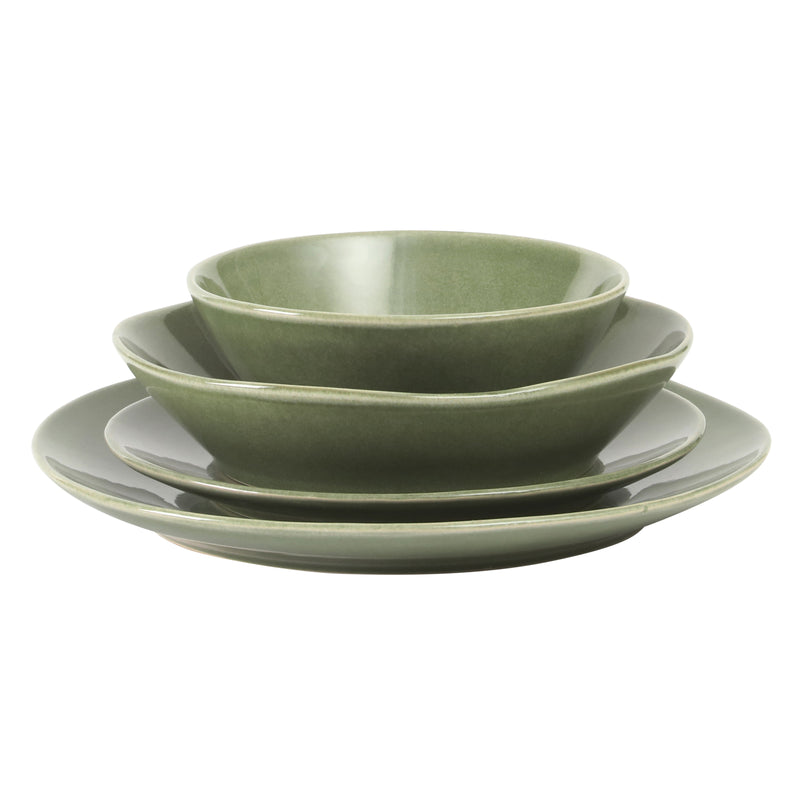 Bloomhouse Montecito Breeze 16pc Double Bowl Dinnerware Set - Reactive Glaze - Stoneware - Gift Box w/ Remailer
