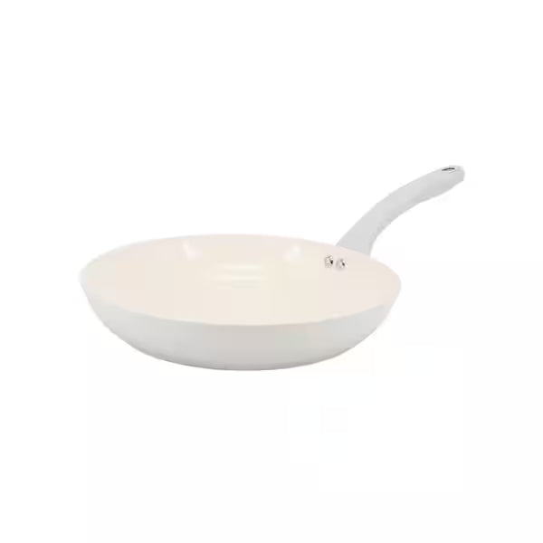 Martha Stewart Everyday Rexford 8" Forged Aluminum Frying Pan - Ceramic Nonstick Interior - Induction Base - Soft Touch Handle - Color Label : Linen