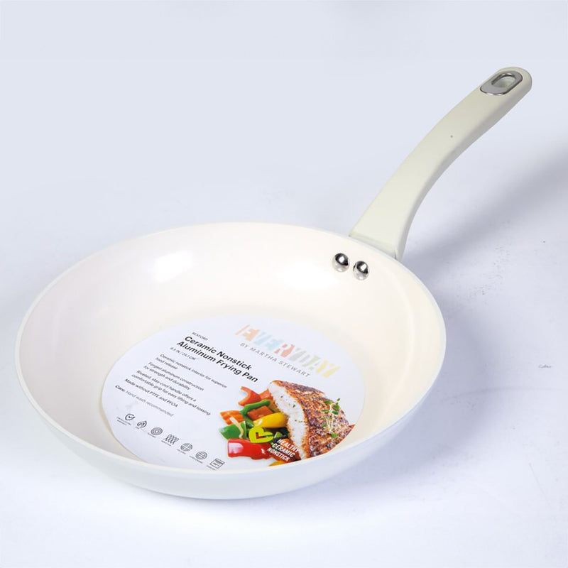 Martha Stewart Rexford 9.5" Forged Aluminum Frying Pan - Ceramic Nonstick Interior - Induction Base - Soft Touch Handle - Color Label