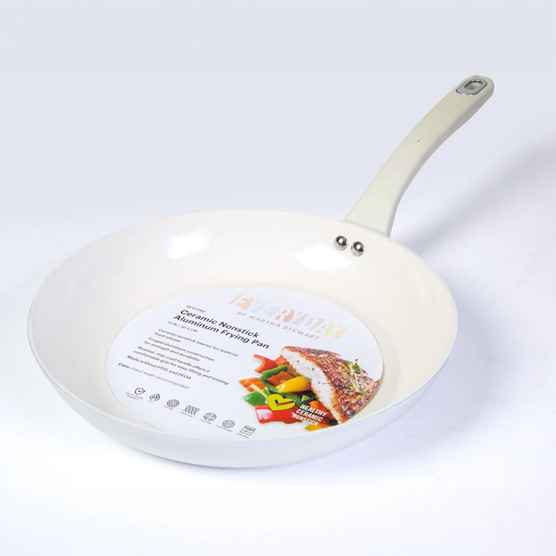 Martha Stewart Everyday Rexford 12" Forged Aluminum Frying Pan - Ceramic Nonstick Interior - Induction Base - Soft Touch Handle - Color Label