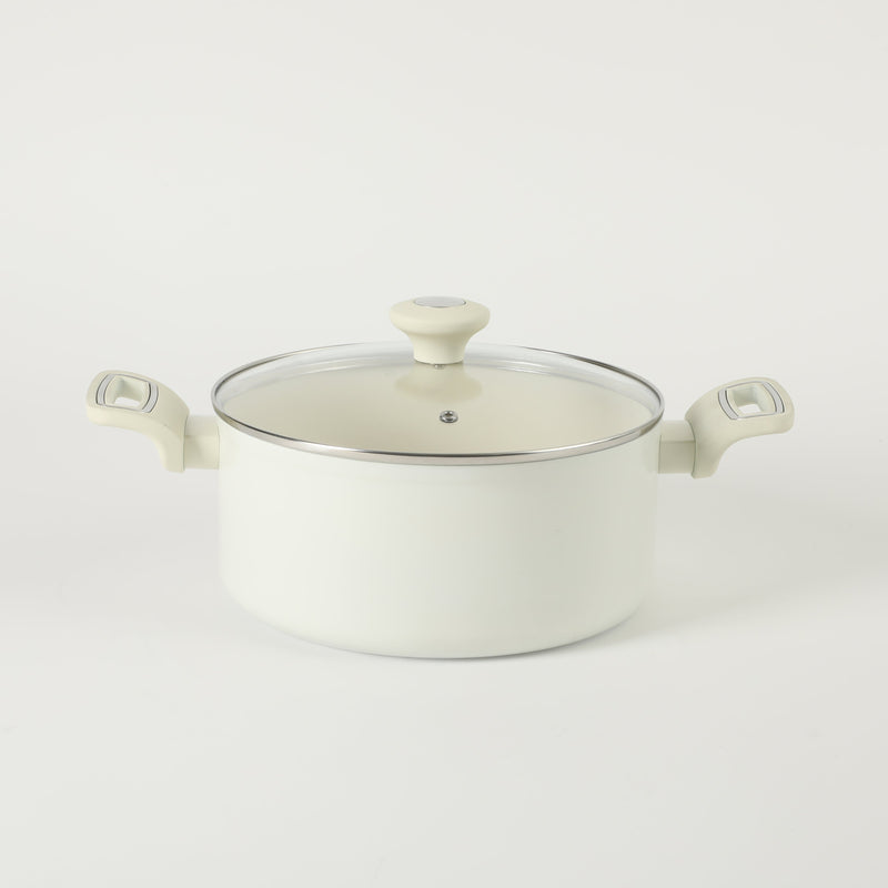 Martha Stewart Everyday Rexford 5qt Forged Aluminum Dutch Oven w/ Lid - Ceramic Nonstick - Induction Base - Soft Touch Handle - Color Label (Linen)