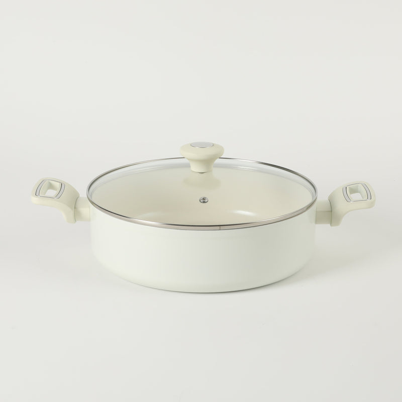 Marth Stewart Everyday Rexford 5qt Aluminum Everyday Pan w/ Lid - Ceramic Nonstick Interior - Induction Base - Soft Touch Handle - Color Label