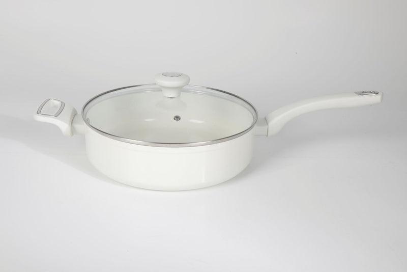 Martha Stewart Everyday Rexford 5qt Forged Aluminum Sauté Pan w/ Lid & Helper Handle - Ceramic Nonstick - Induction Base - Soft Touch Handle - Color Label