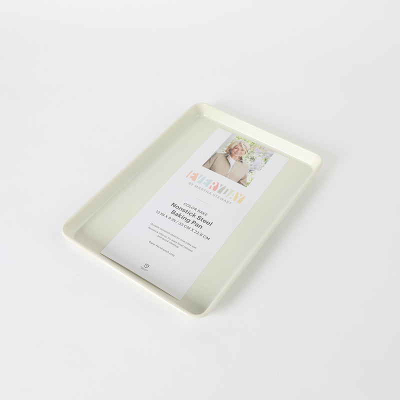 Martha Stewart Everyday 13" x 9" Color Bake Carbon Steel Cookie Sheet - Linen Exterior & Off White Nonstick Interior - Color Label