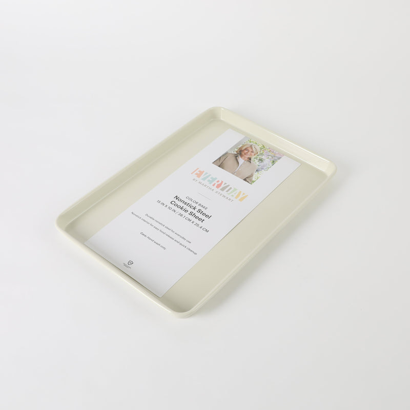 Martha Stewart Everyday 15" x 10" Color Bake Carbon Steel Cookie Sheet - Linen Exterior & Off White Nonstick Interior - Color Label
