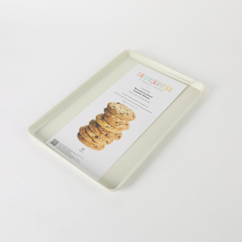 Martha Stewart Everyday 17" x 11" Color Bake Carbon Steel Cookie Sheet - Linen Exterior & Off White Nonstick Interior - Color Label