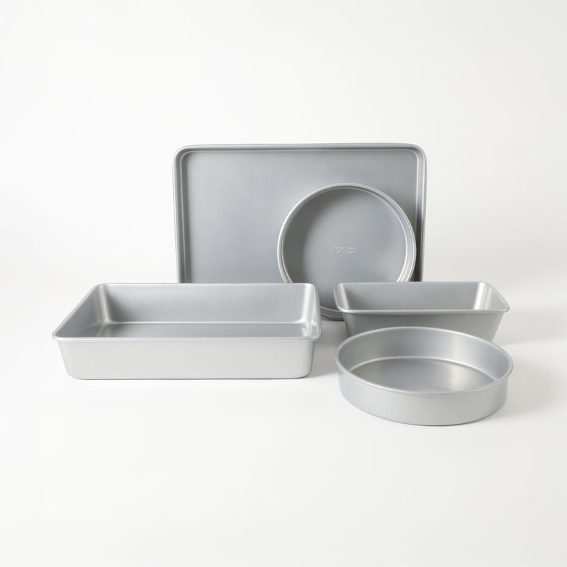 Martha Stewart Everyday Bakeaway 5pc Carbon Steel Bakeware Set - Silver - Nonstick Interior - Gift Box